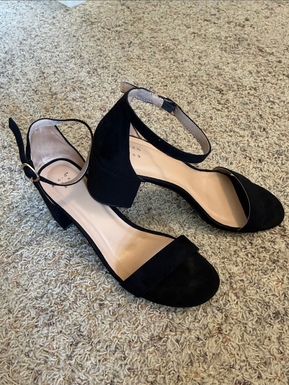 a new day Black Ankle-Strap Block Heel Sandals